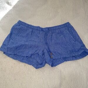 Lilly Pulitzer 100% Linen Baybreeze Shorts in Beckon Blue Sz XL‎